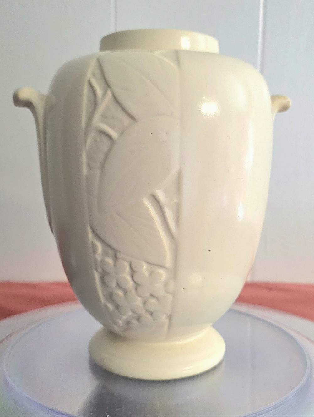 Weller Pottery Velva Ivory Two Handled Vase